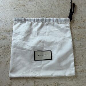 Gucci White Satin Dust Bag with Black Accents 10 in x 9.5 in